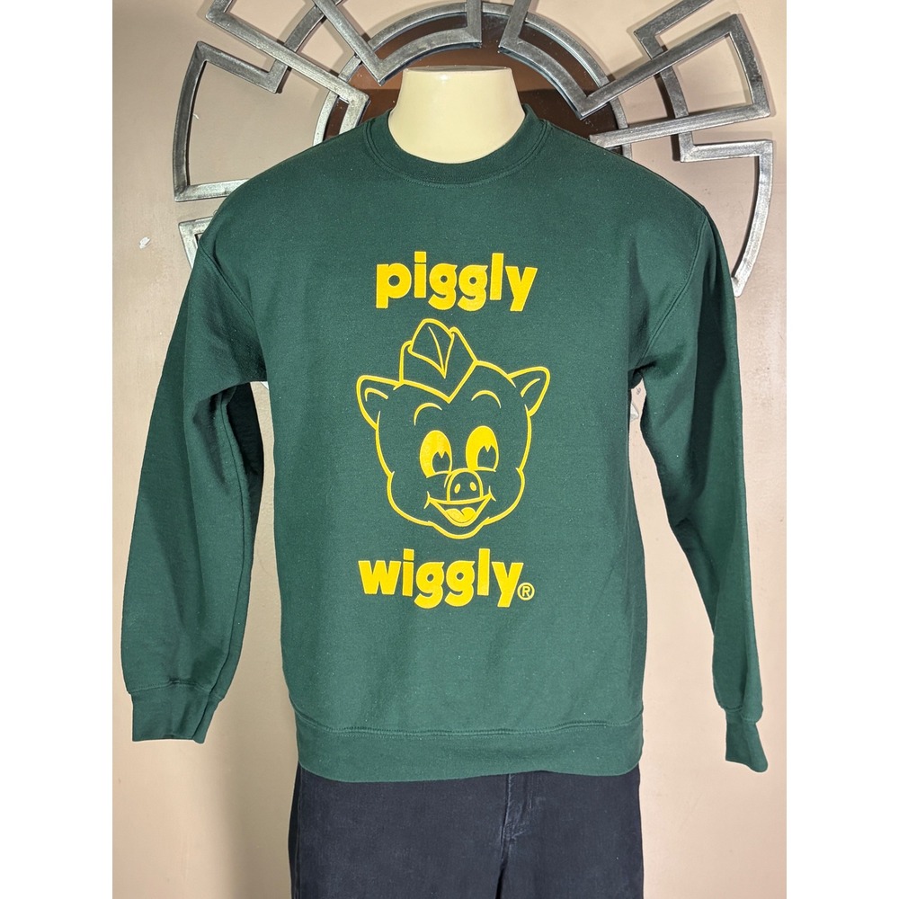 Piggly Wiggly Sweatshirt Mens Medium Green Tailgate Your Tail Off Graphic Gildan